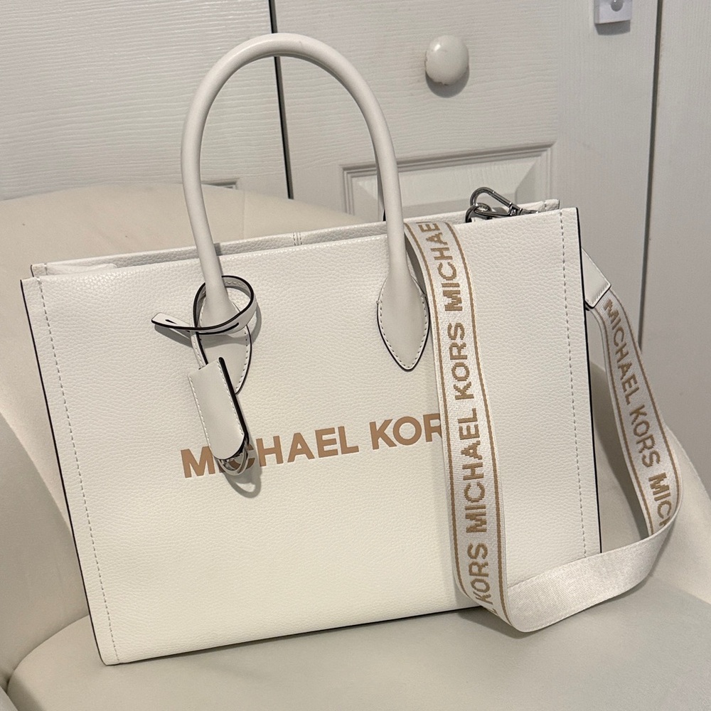 Michael Kors Cream Tote with Gold Accents